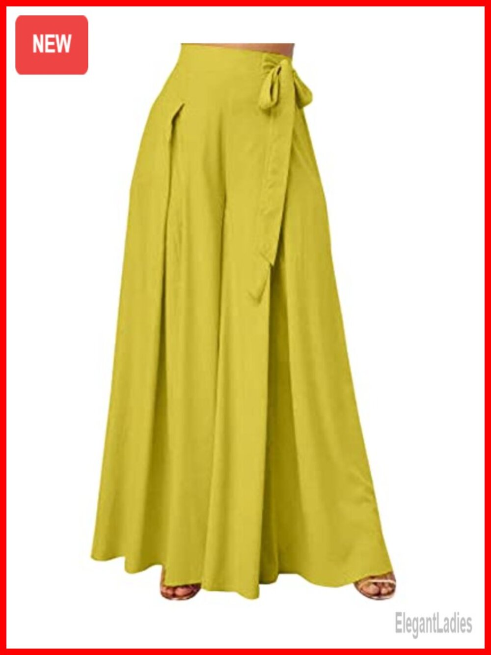 Women's Side Knot Tie Waist Wide Leg Long Pleated High Waist Palazzo Pants